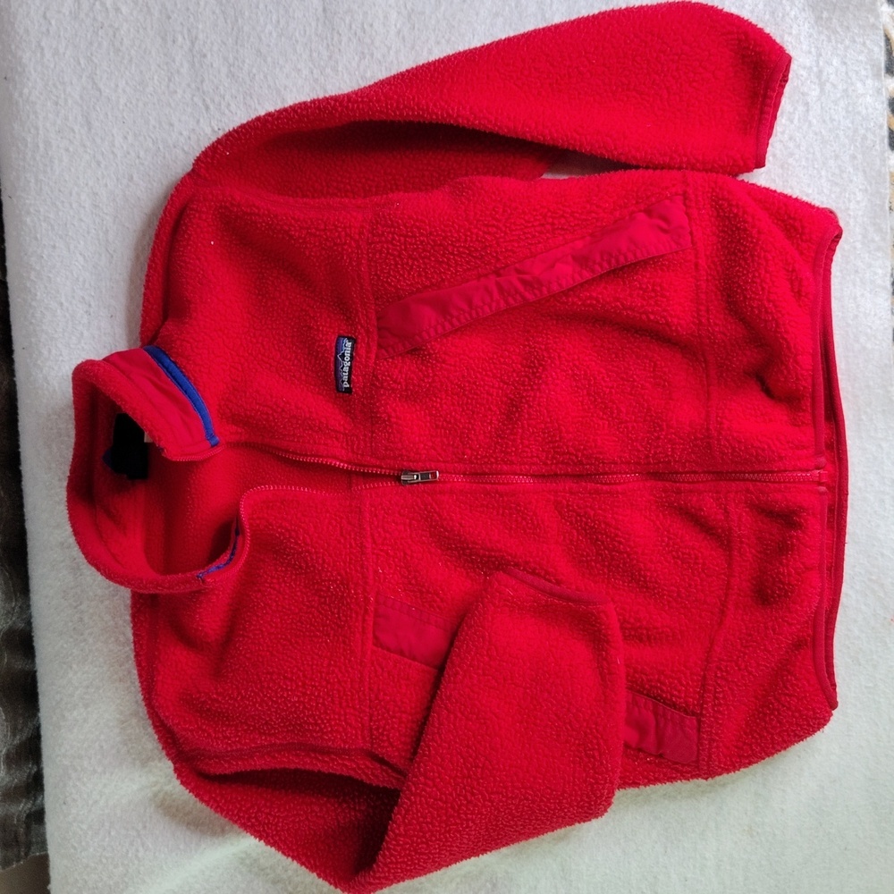 VINTAGE Patagonia Fleece Jacket Kids Size 12 Made‎ In USA 90s Full Zip 65645